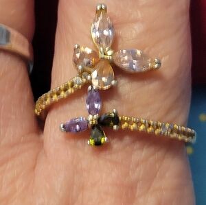 Elegant Floral Gemstone Ring Size 9